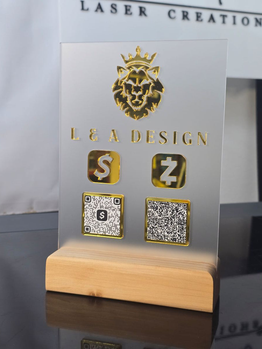 QR Code Sign with Wood Base