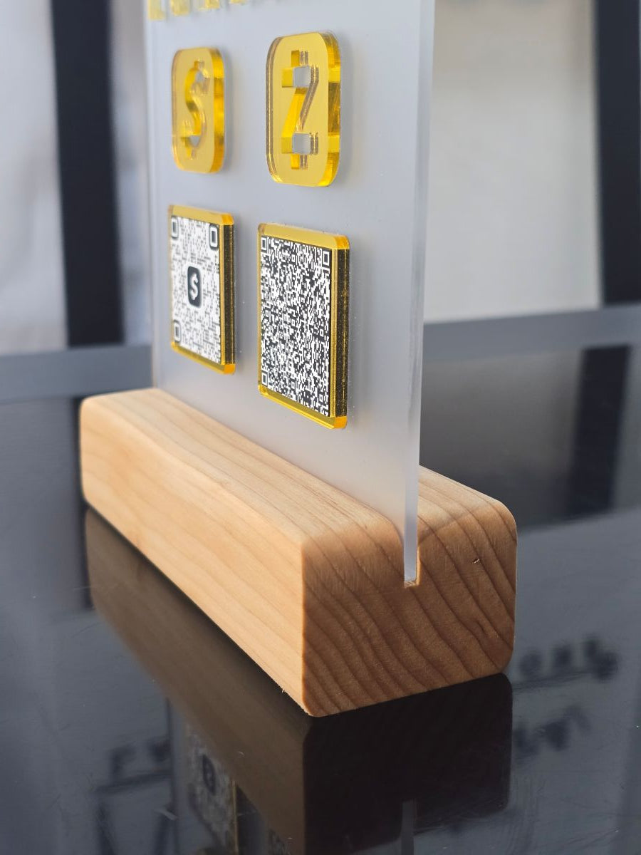 QR Code Sign with Wood Base