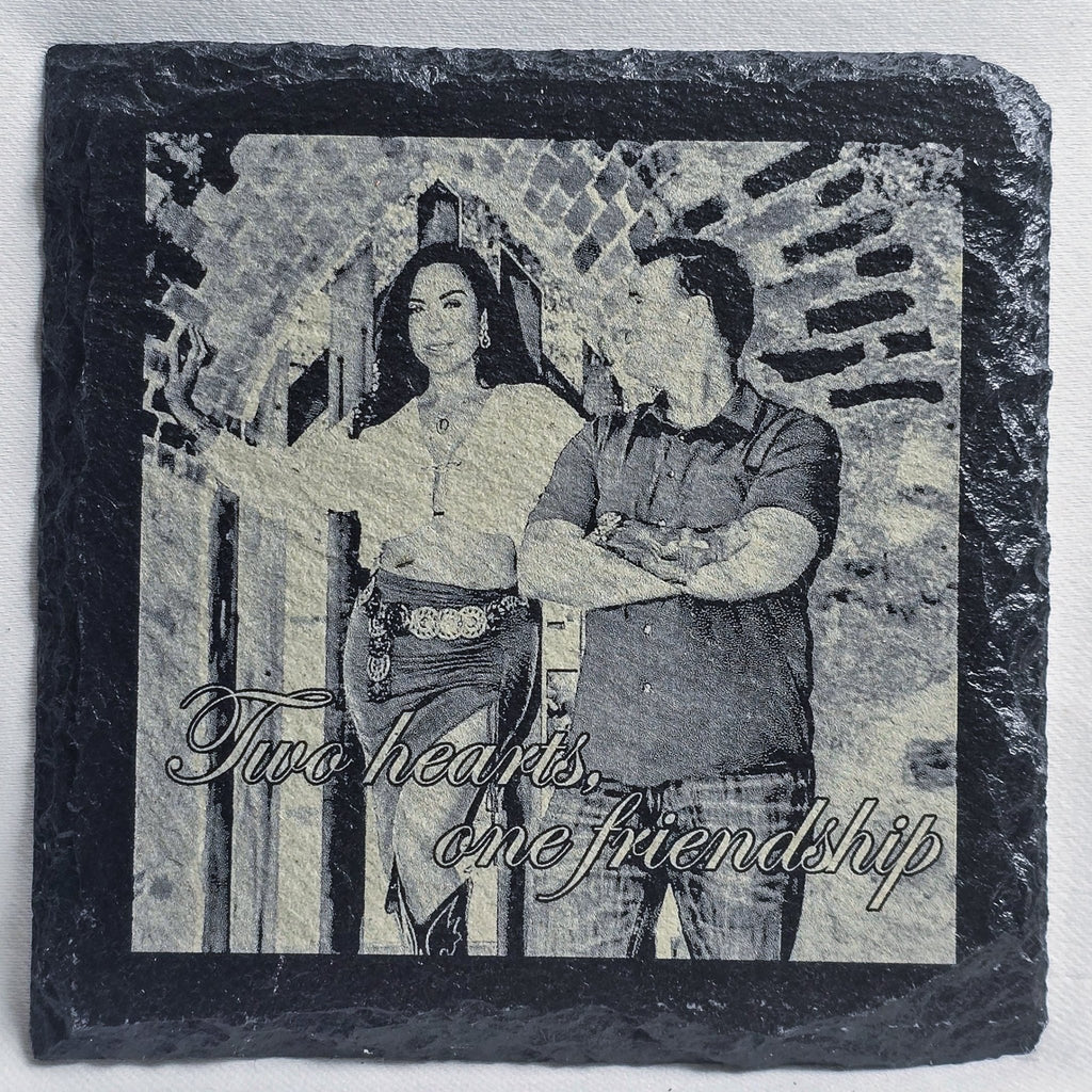 Black Slate Coaster - 4" Square Stone [Individual] - Marca Fina Laser Creations - 