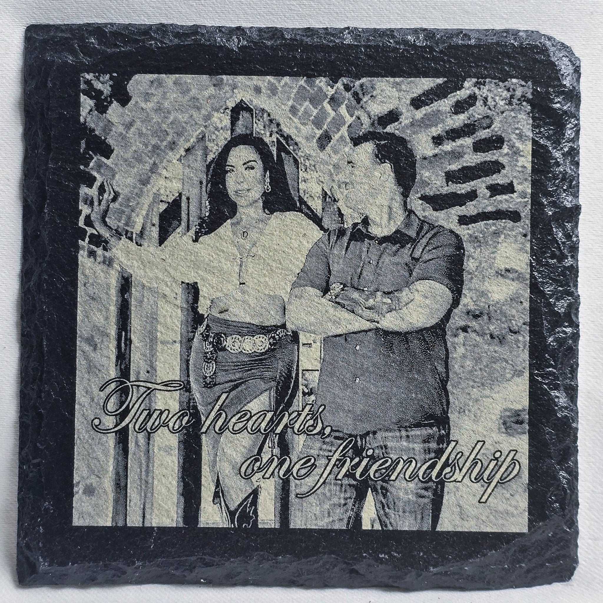 Black Slate Coaster - 4" Square Stone [Individual] - Marca Fina Laser Creations - 