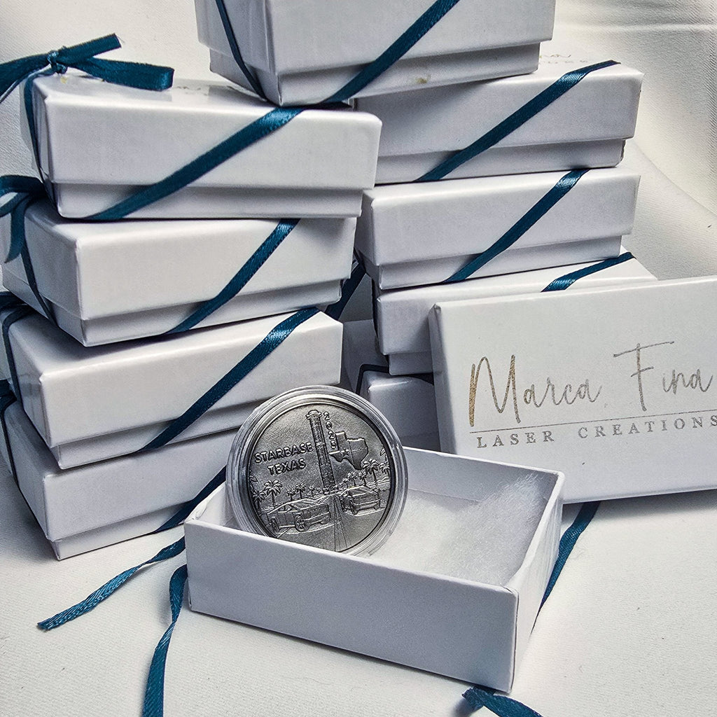 Embossed Challenge Coin - 40mm - Marca Fina Laser Creations - 